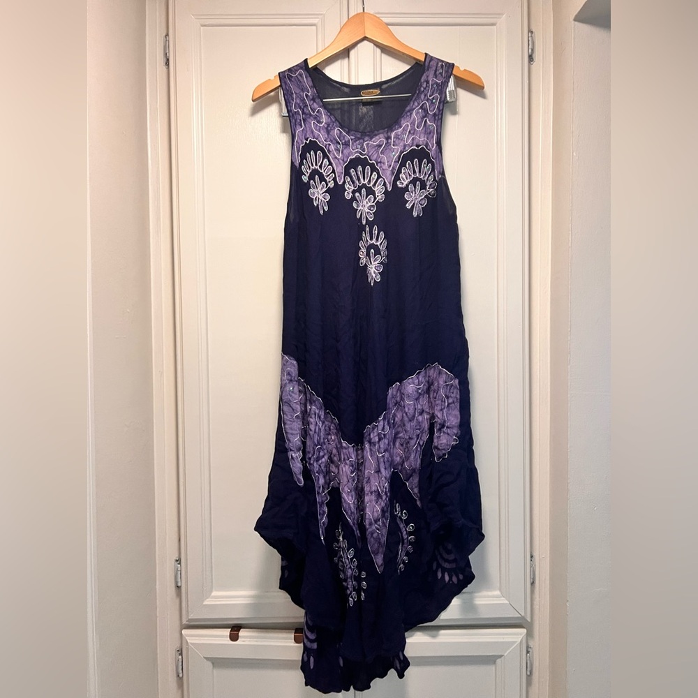 Boho Purple Dress Beach Cover Up Lounge Pool Side Vacation Resort Wear One Size